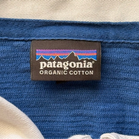 PATAGONIA Men’s Rugby Polo Shirt Long Sleeve Vintage Retro 80s Blue Size xLarge - Picture 4 of 6